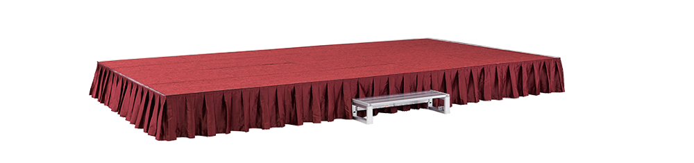 イメージ：折りたたみ式アルミステージ カーテン・カーペット付（赤/赤）